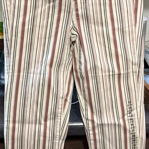 American Eagle Outfitters Cream and Brown Chinos with Striped Design